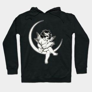 Little angel on the moon reading a book Hoodie